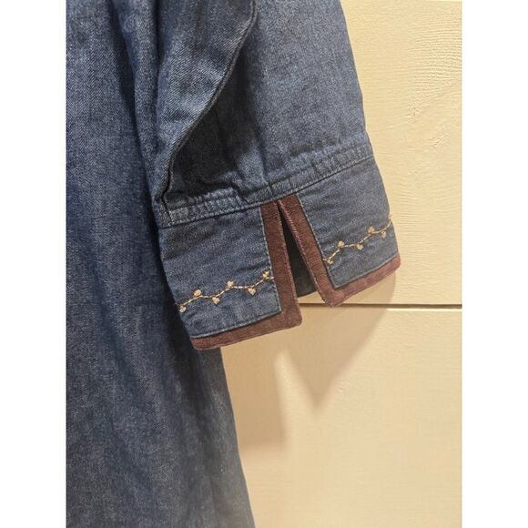 Disney Store Embroidery Pooh Snap Button Down Dress 3/4 Sleeve Denim Medium Wome - Picture 9 of 9